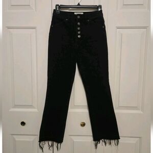 We The Free Black Dylan High Rise Raw Hem Straight Leg Jeans Size 25